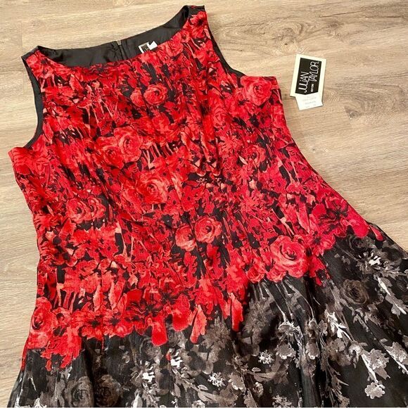JULIAN TAYLOR SLEEVELESS RED & BLACK SWING SKIRT DRESS 14 NWT - Picture 13 of 16